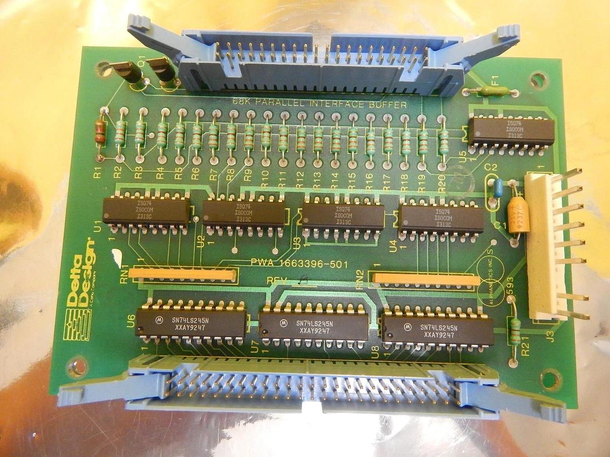 Used Delta Design 1663396-501 68K Parallel Interface Buffer Board PCB Used Working