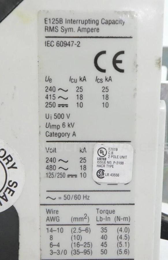 Used Eaton E125B Circuit Breaker Lot of 4 EGB2040FFG EGB3030FFG EGB3060FFG Working