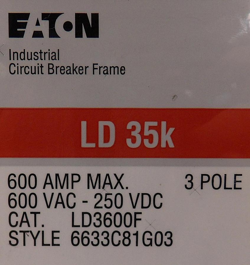 Used Eaton 6633C81G03 LD 35k 3-Pole Circuit Breaker LD3600F Lot of 2 Working