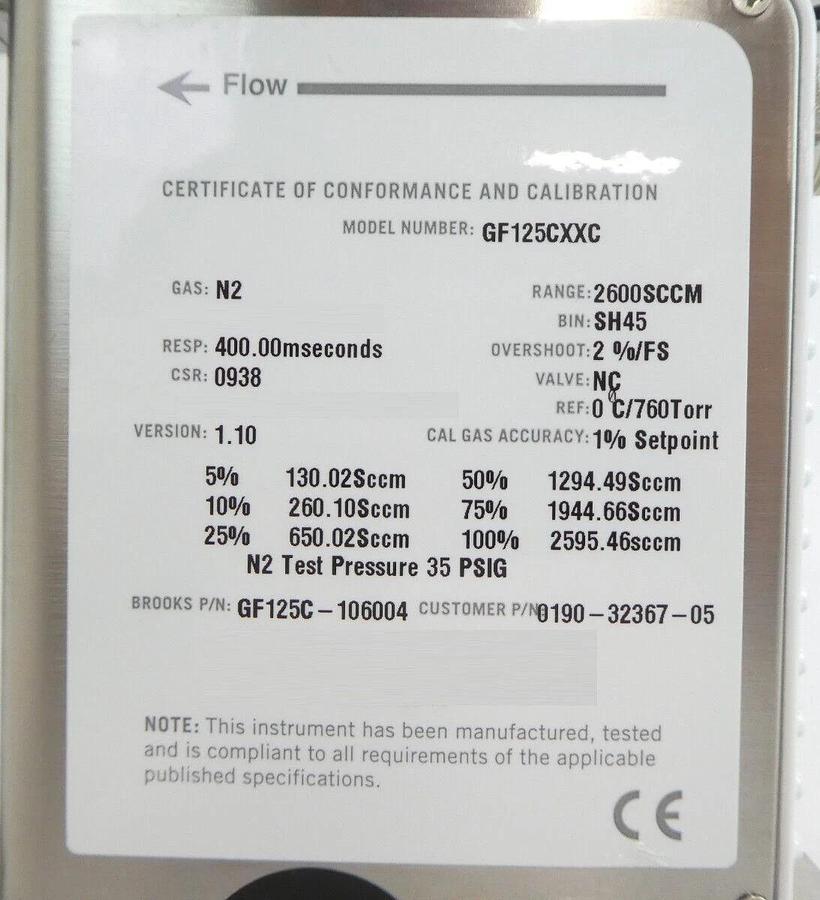 Used Brooks GF125C Mass Flow Controller MFC GF125CXXC Lot of 11 Working Surplus