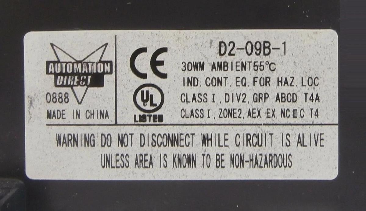 Used Automation Direct D2-09B-1 9-Slot PLC D2-250-1 DirectLOGIC 205 Koyo Working