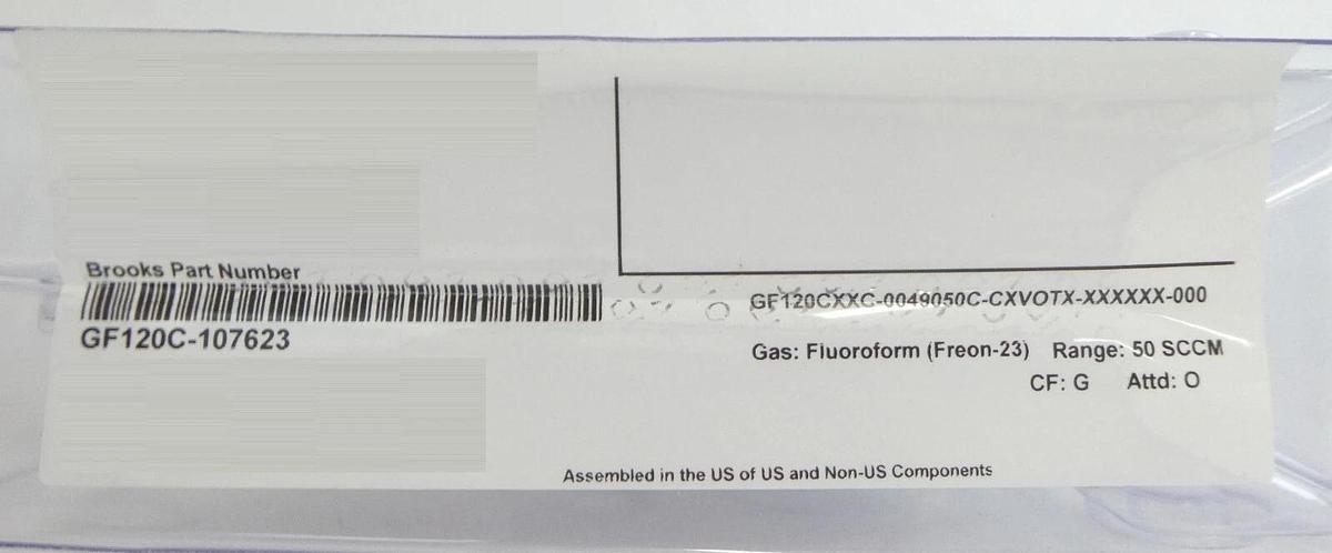 Brooks Instrument GF120C-107623 Mass Flow Controller MFC 50 SCCM CHF3 New Spare