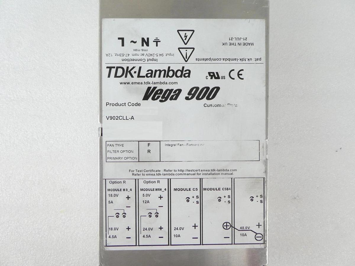 Used TDK-Lambda V902CLL-A Power Supply Vega 900 Sciex 5065332 with Cables Working