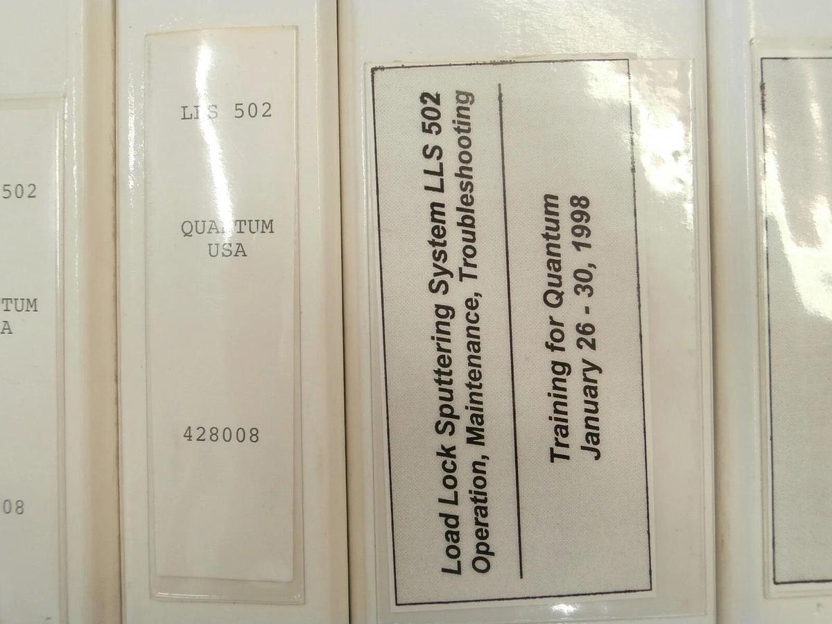 Used Balzers Manual Set Unaxis LLS 502 Load Block Metal Film PVD Sputtering System