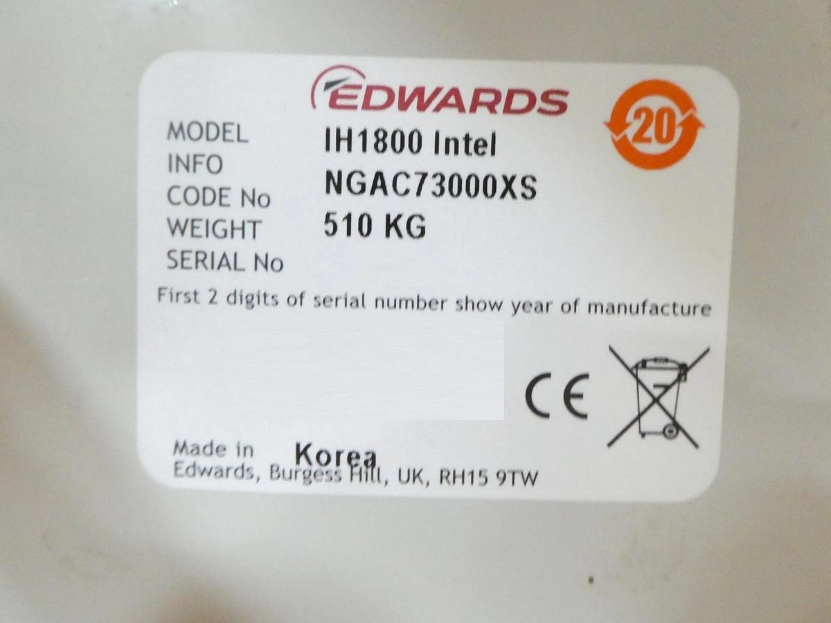 Refurbished iH 1800 Edwards NGAC73000XS Vacuum Dry Pump IH800 Manufacturer Refurbished