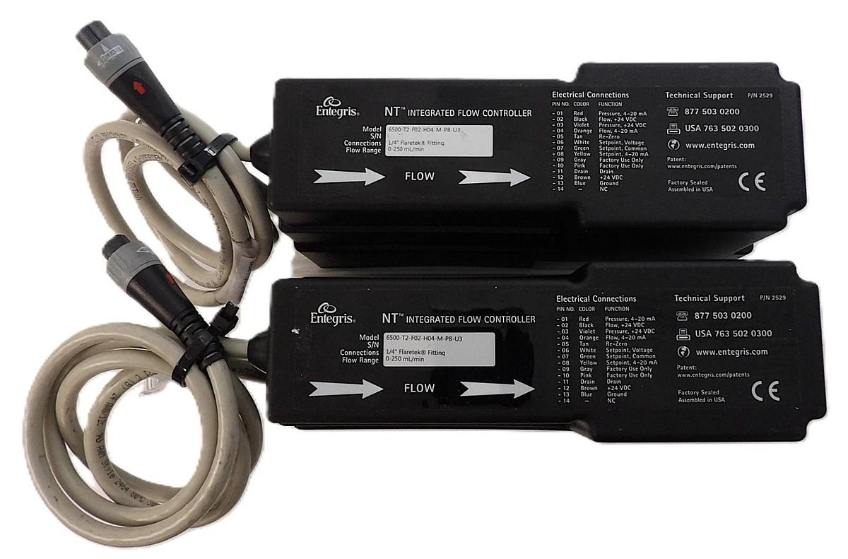 Used Entegris 6500-T2-F02-H04-M-P8-U3 NT Integrated Flow Controller Lot of 2 Surplus