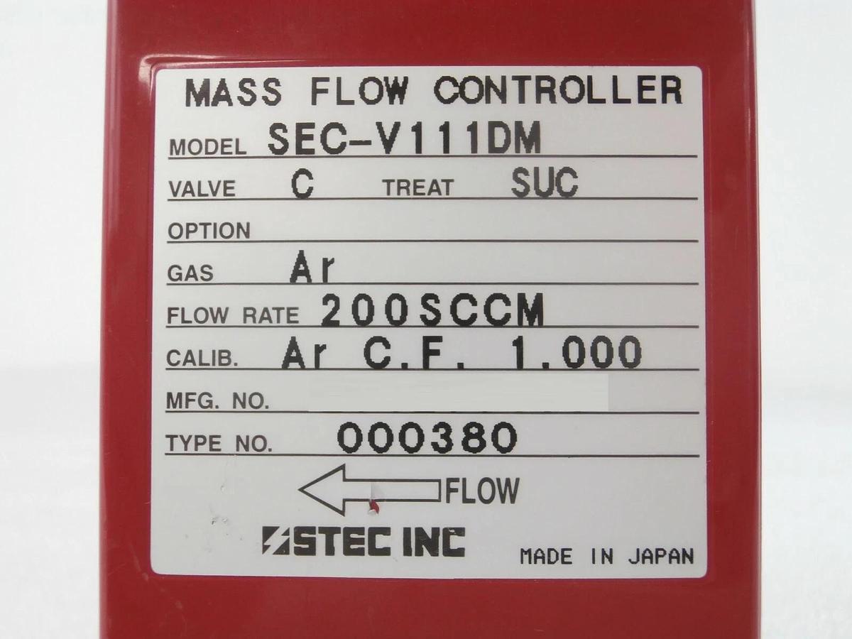 Used STEC SEC-V111DM Mass Flow Controller MFC SEC-V100 200 SCCM Ar Working Surplus