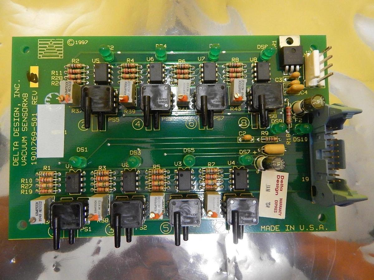 Used Delta Design 1900769-501 Vacuum Sensor X8 Board PCB Rev. E Used Working