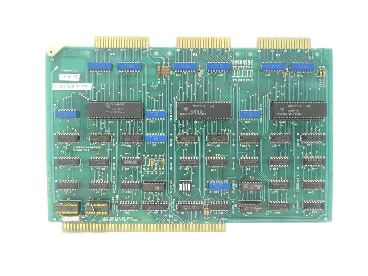 Used Texas Instruments 994752-000 I/O Module PCB Card TM990/310 Working Surplus