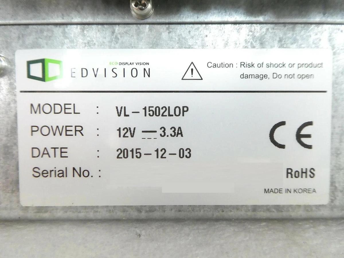 Edvision VL-1502L0P Touch Screen AMAT Applied Materials Part 01021-15387 New