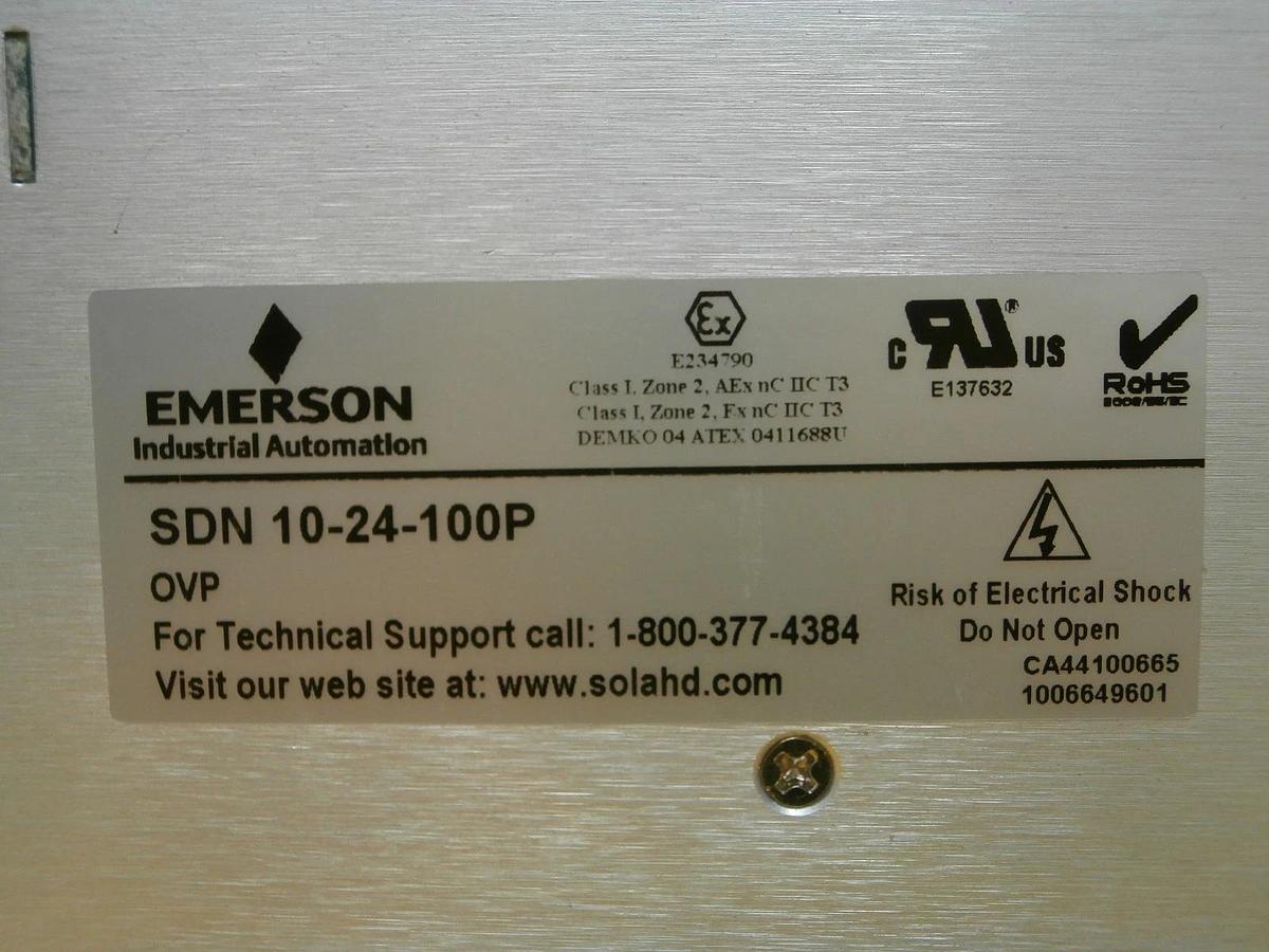 Used Emerson SDN 10-24-100P Rack Mount 24VDC Power Supply SOLA Used Working
