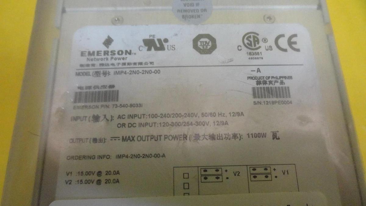 Emerson IMP4-2N0-2N0-00 Panel Mount Power Supply ±1 15VDC 20A ASM 1046-233-01