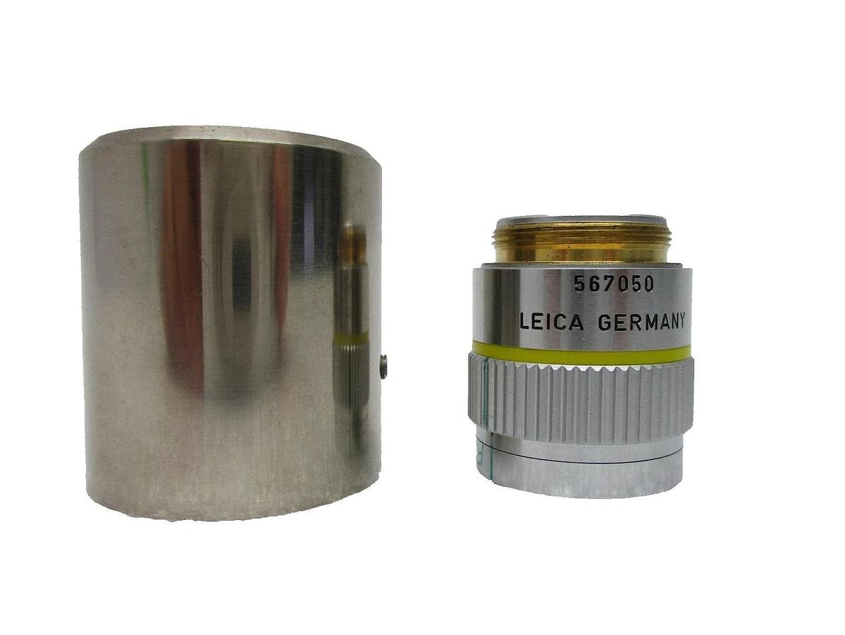 Used Leica 567050 Microscope Objective PL Fluotar 10x/0.25 ∞/- with Sleeve Working