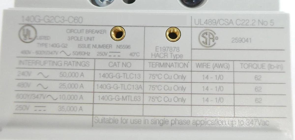 AB Allen-Bradley 140G-G2C3-C30 140G-G2C3-C60 Circuit Breaker Lot of 4 New