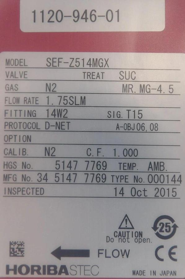 Horiba STEC SEC-Z514MGX Mass Flow Controller MFC Z500 SCCM SiH2Cl2 Lot of 2 New
