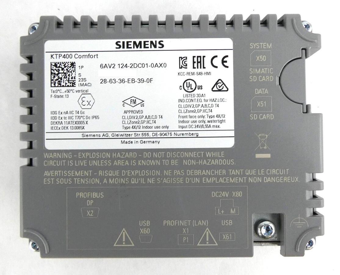 Siemens 6AV2124-2DC01-0AX0 4" LCD Interactive Touch Screen KTP400 Comfort New