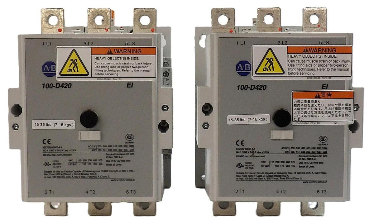 Used AB Allen-Bradley 100-D420 Industrial Contactor 100-D 110-130V Lot of 2 Working