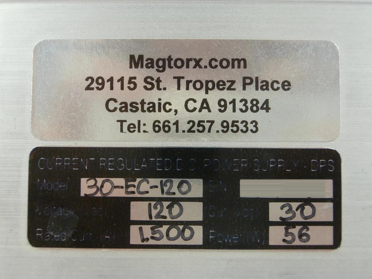 Used Magtorx 30-EC-120 Current Regulated Power Supply Used Working