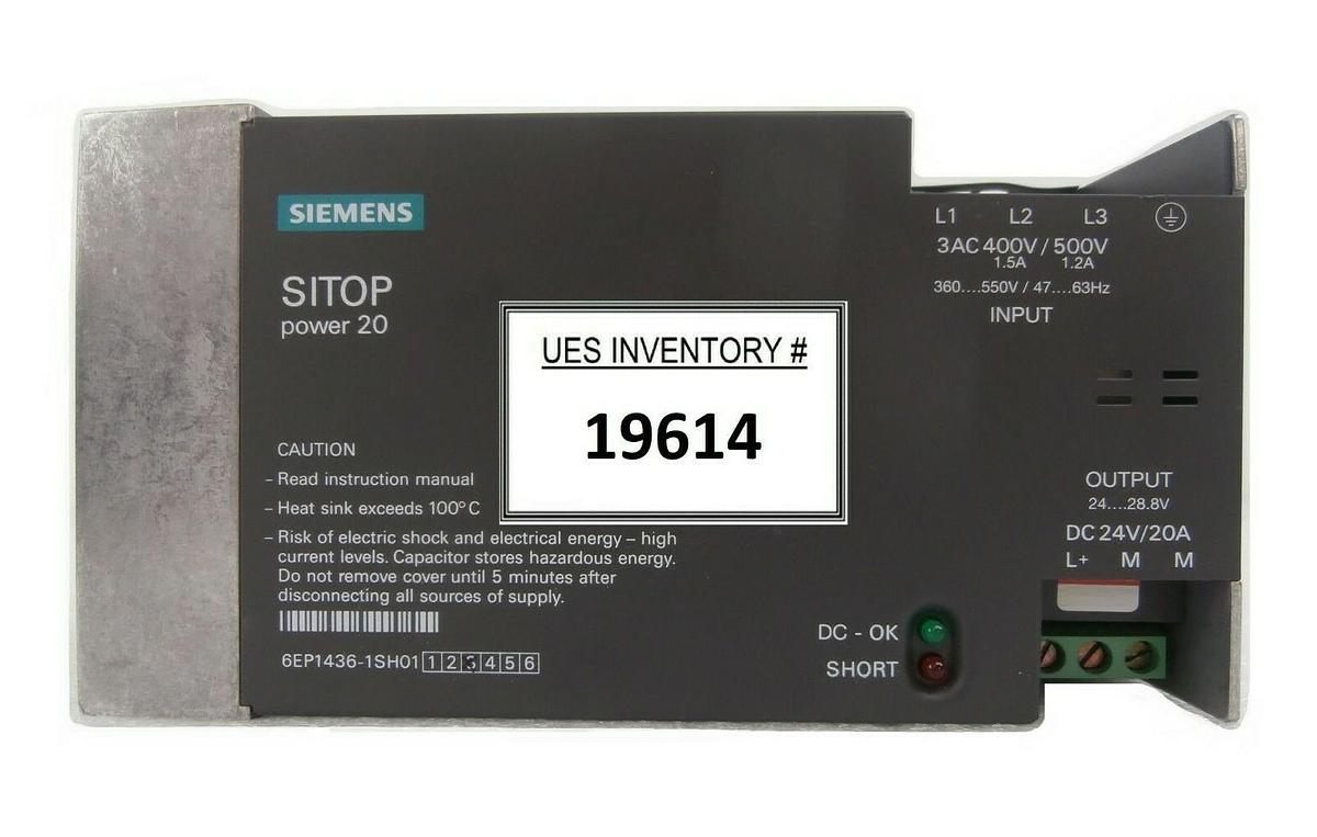 Used Siemens 6EP1436-1SH01 Power Supply SITOP power20 Balzers Unaxis LLS 502 Working