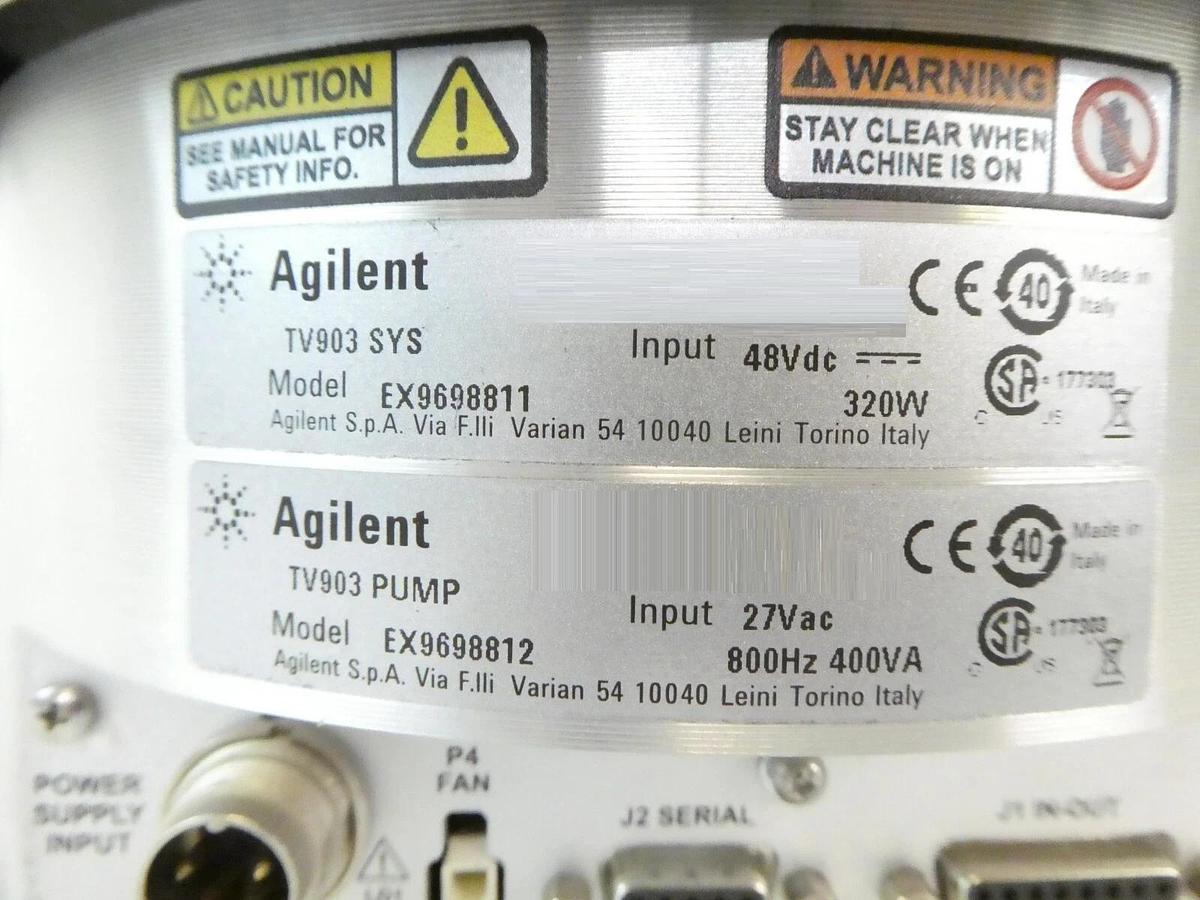 Used TV903 Agilent EX9698812 Turbomolecular Pump System EX9698811 TV 903 Turbo Tested