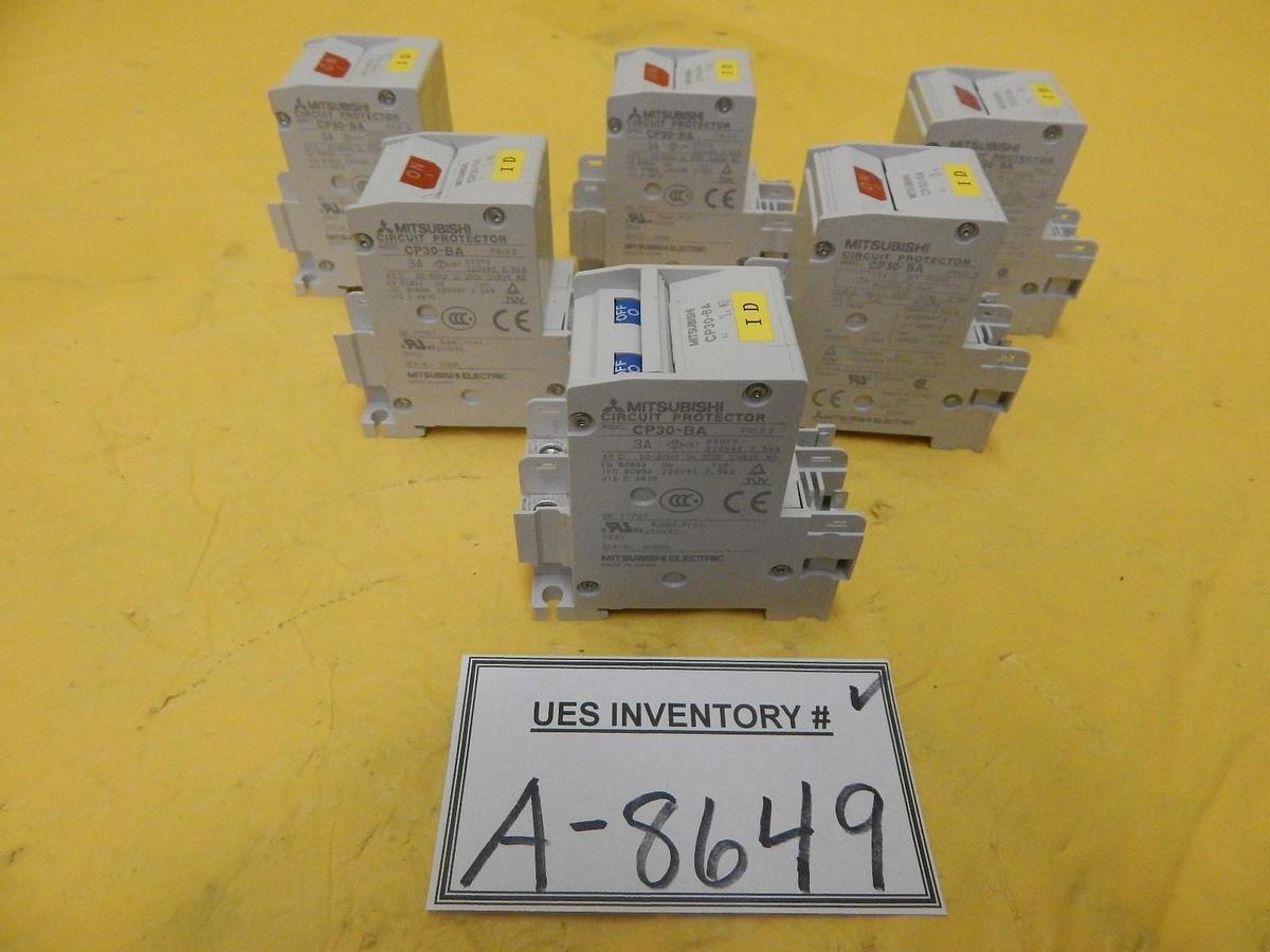 Used Mitsubishi CP30-BA Circuit Protector 2-Pole 3A Reseller Lot of 6 Used Working