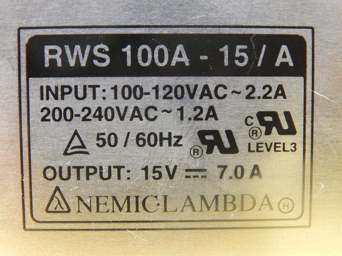 Used Nemic-Lambda RWS100A-15/A Compact Power Supply RWS 100A Used Working