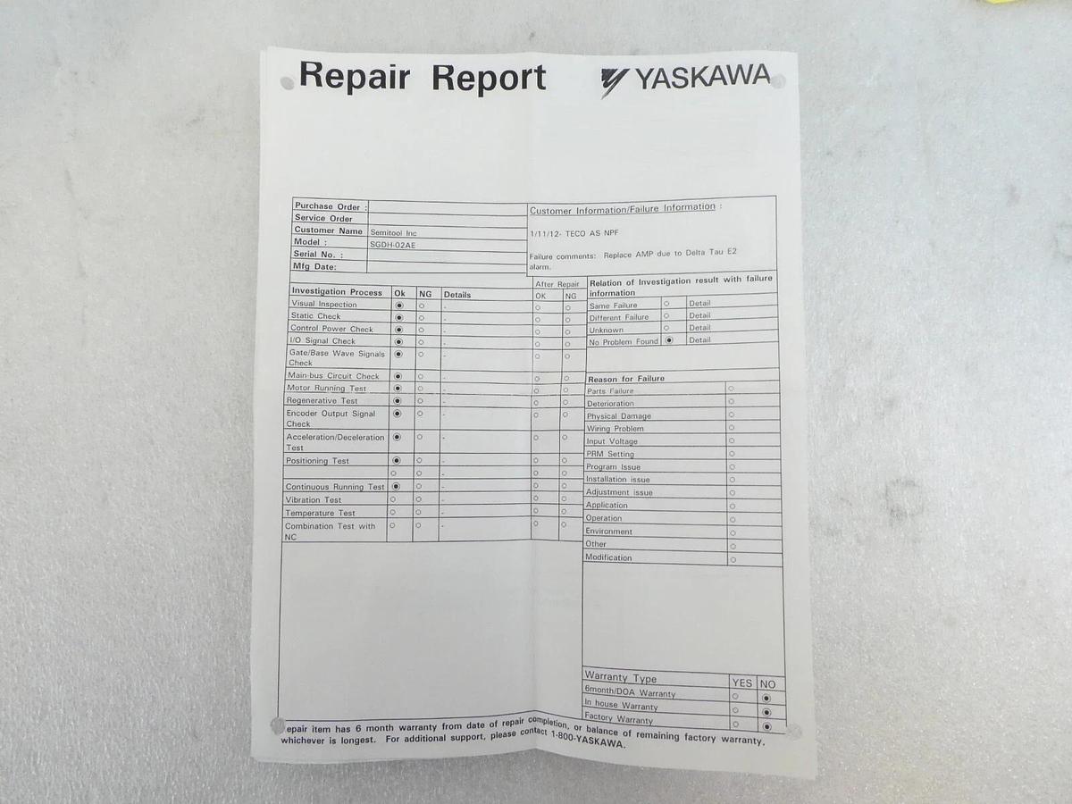 Refurbished Yaskawa Electric SGDH-02AE Servo Driver SERVOPACK OEM Refurbished