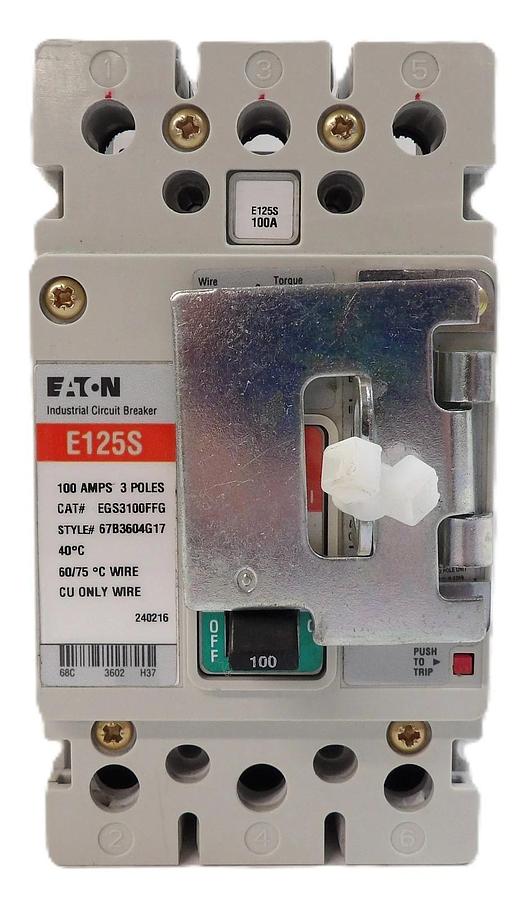 Used Eaton EGS3100FFG 3-Pole Industrial Circuit Breaker E125S Working