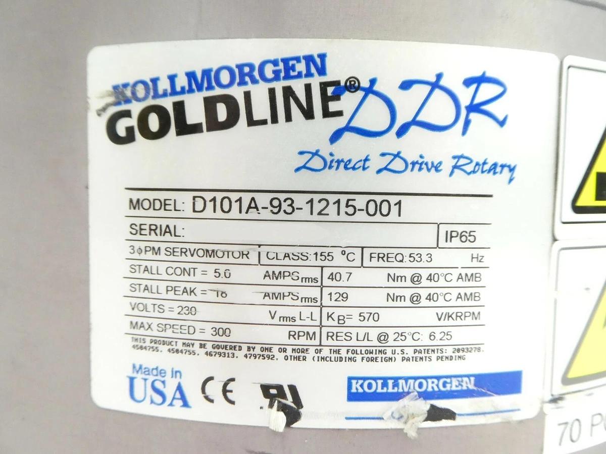 Used Kollmorgen D101A-93-1215-001 Spindle Motor GOLDLINE DDR Copper Exposed Working