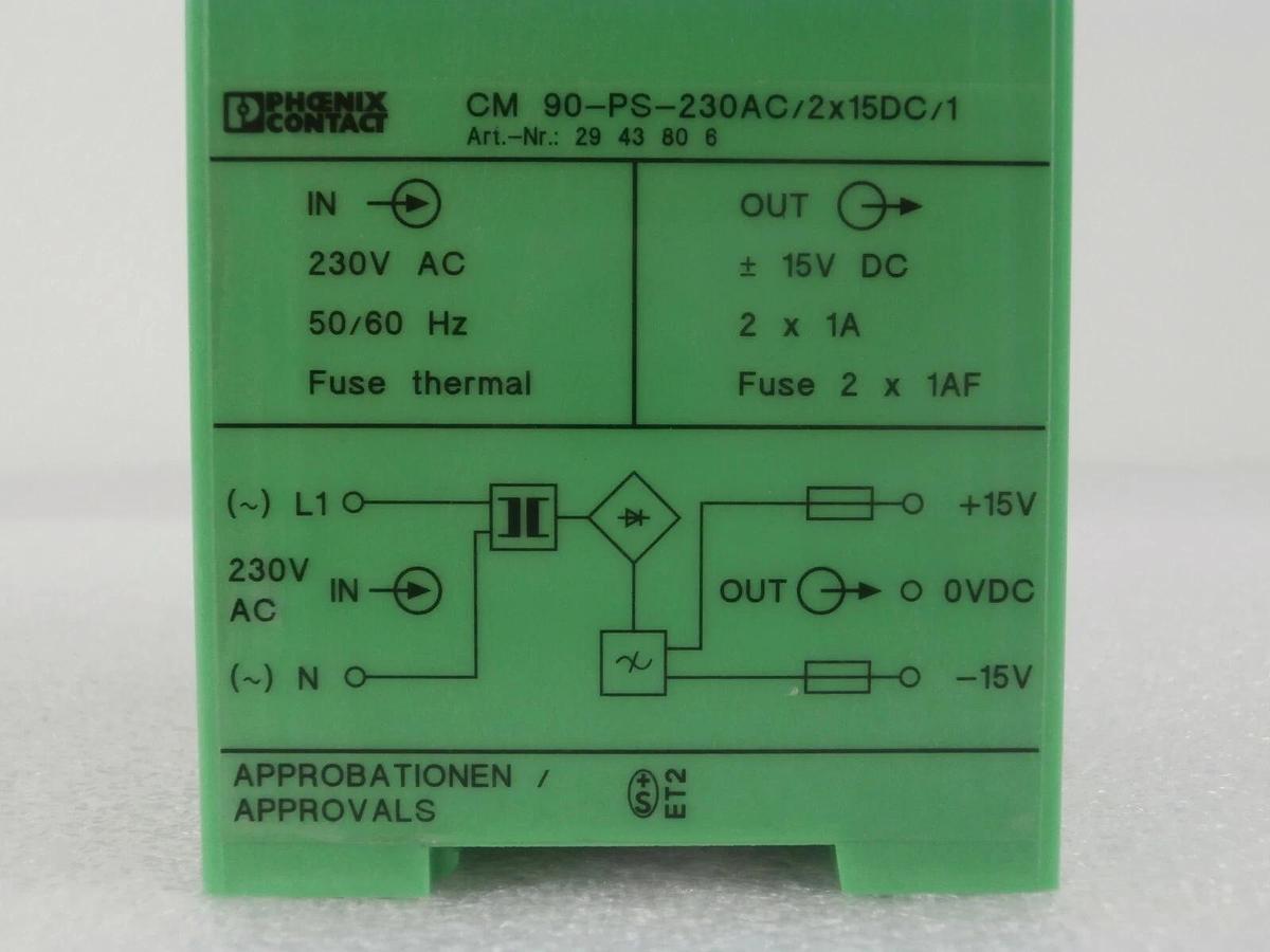 Used Phoenix Contact 29 43 80 6 Power Supply CM 90-PS-230AC/2x15DC/1 Lot of 2 Working