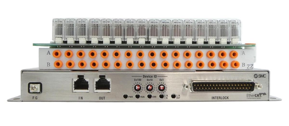 Used SMC IN587-33-1 32-Point EtherCAT Pneumatic Manifold Assembly Working Surplus