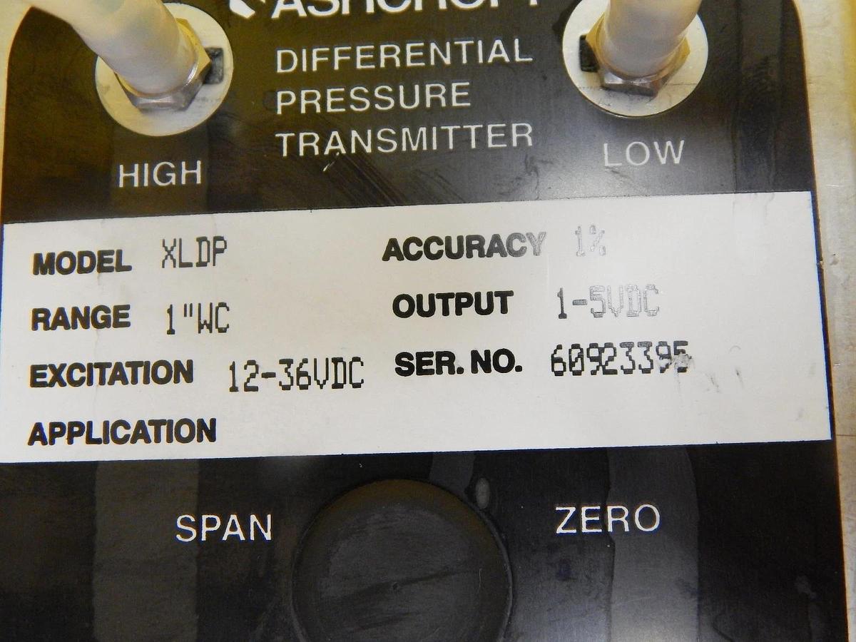 Used Ashcroft XLDP Differential Pressure Transducer Assembly SVG 90S DUV No Cover