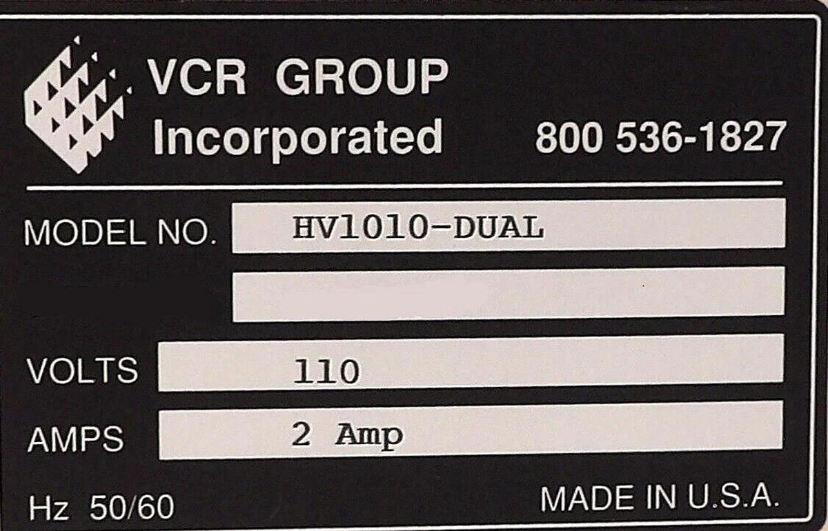 Used VCR Group HV1010-DUAL High Voltage Power Supply HV 1010 Working Surplus