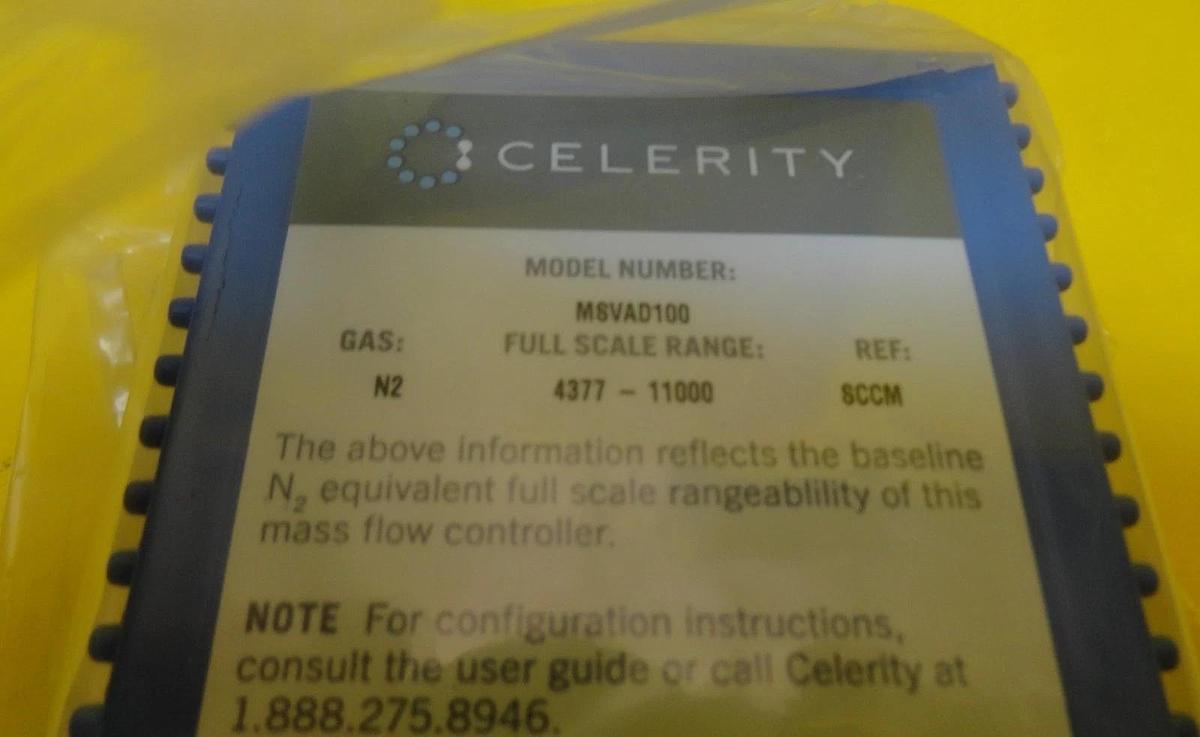 Used Celerity MSVAD100 Mass Flow Controller MFC 49-125310A10 IN2 5000 SCCM H2 New