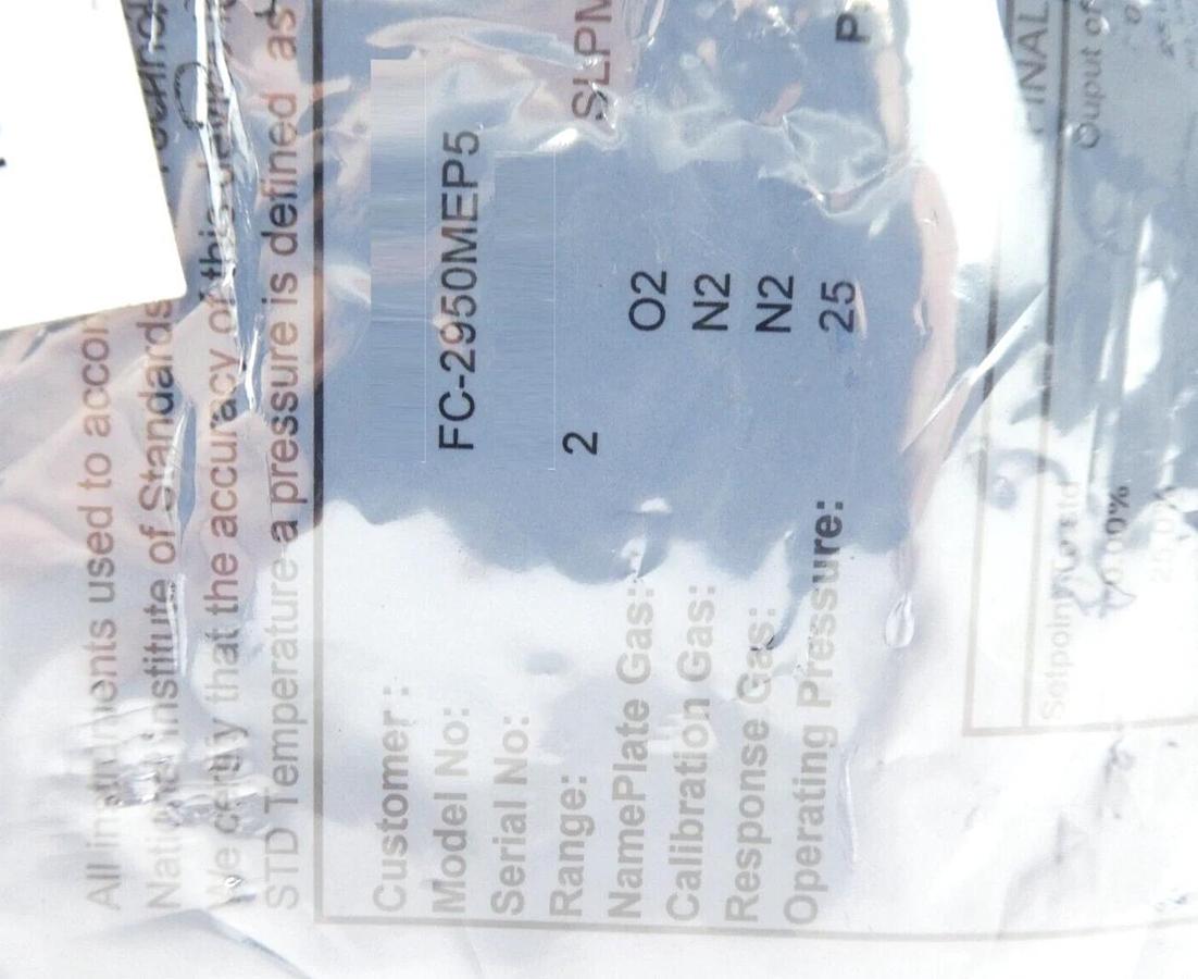 Millipore FC-2950MEP5 Mass Flow Controller MFC 2 SLPM O2 Lam 797-093267-804 New