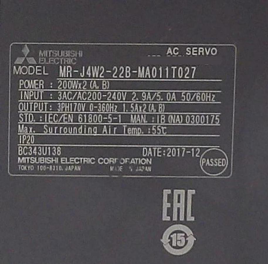 Used Mitsubishi Electric MR-J4W3-444B-MA133 Servo Amplifier MELSERVO-J4 Working