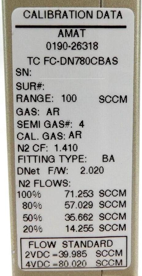 Used Aera FC-DN780C-BAS Mass Flow Controller MFC Lot of 7 AMAT 3030-14167 0190-26318