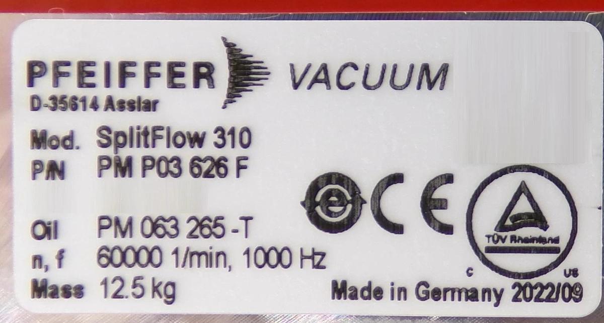 Used SplitFlow 310 Pfeiffer PM P03 626 A Turbomolecular Pump TC400 Working