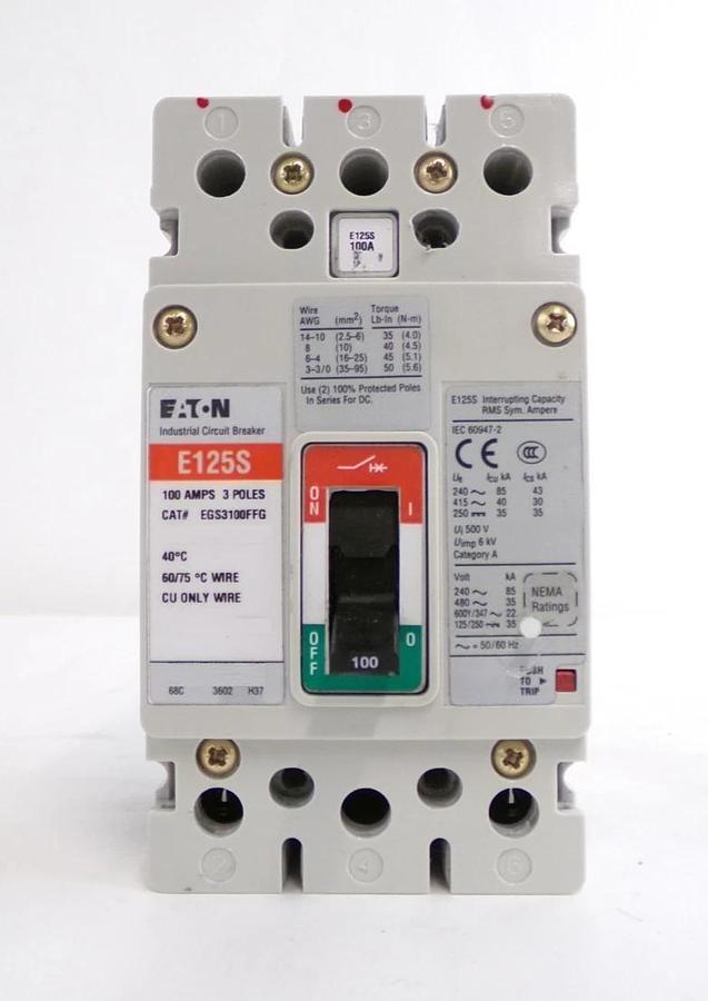 Used Eaton EGS3100FFG 3-Pole Industrial Circuit Breaker E125S Lot of 2 Working