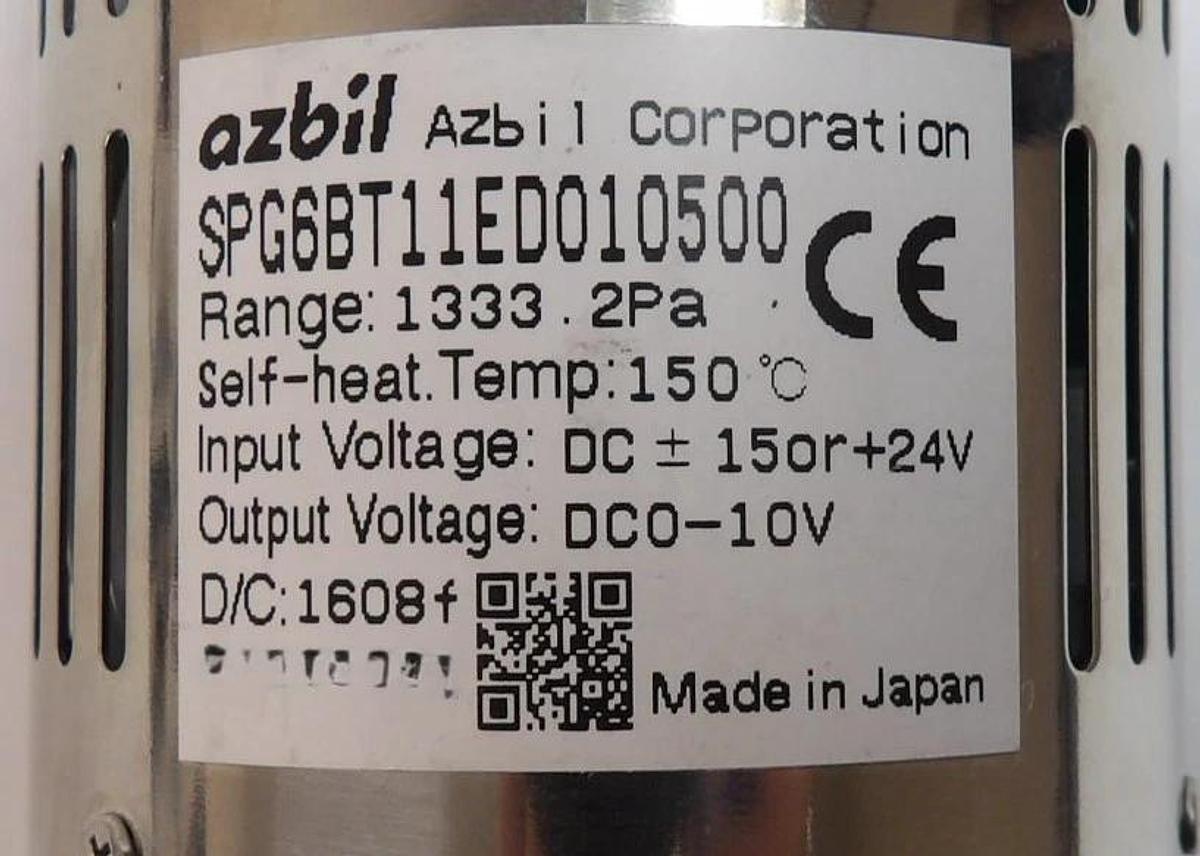 Used Azbil SPG6BT11ED010500 Capacitance Diaphragm Vacuum Gauge 1333.2Pa Working