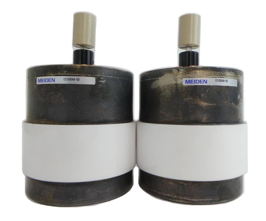 Used Meiden 12100046-00 12100044-00 Vacuum Variable Capacitor Lot of 2 Working