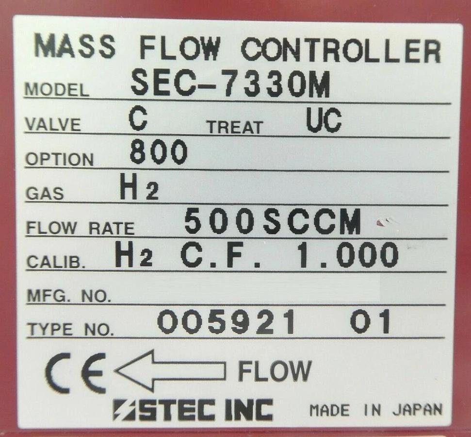 Used STEC SEC-7330M Mass Flow Controller MFC SEC-7330 500 SCCM H2 Working Surplus