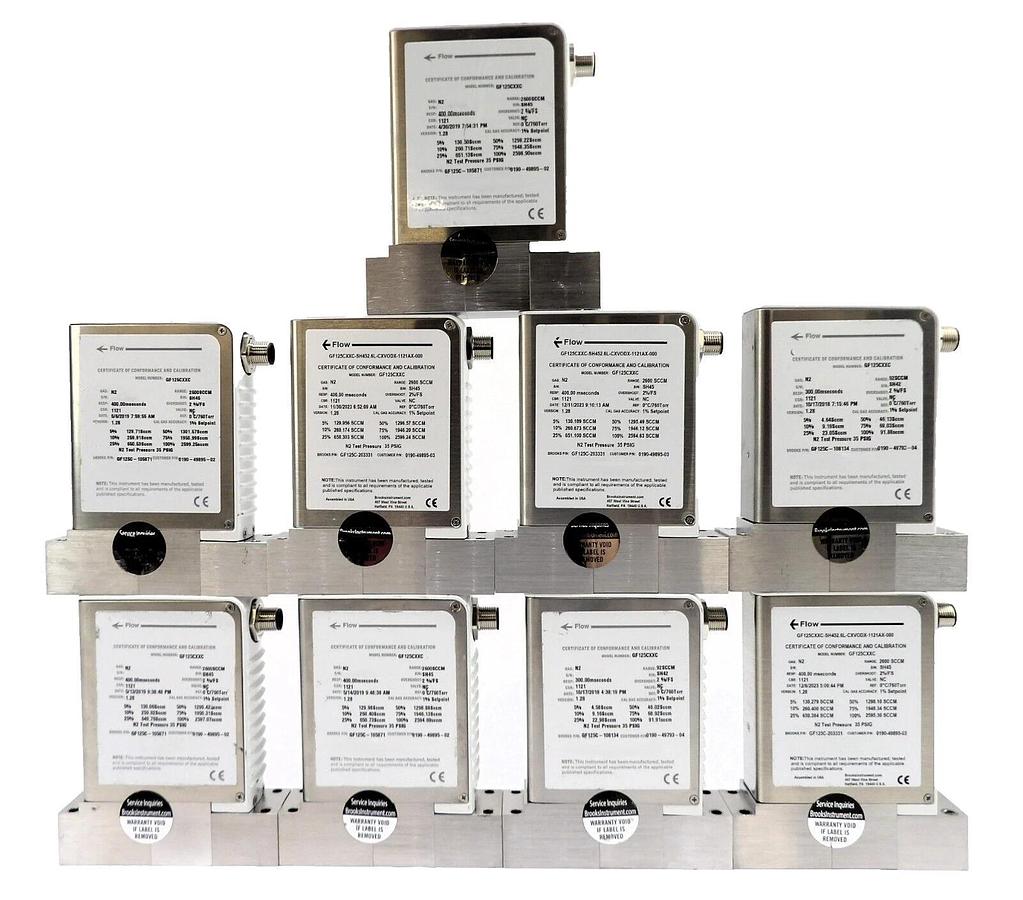 Used Brooks Instrument GF125CXXC Mass Flow Controller MFC Lot of 9 Working Surplus