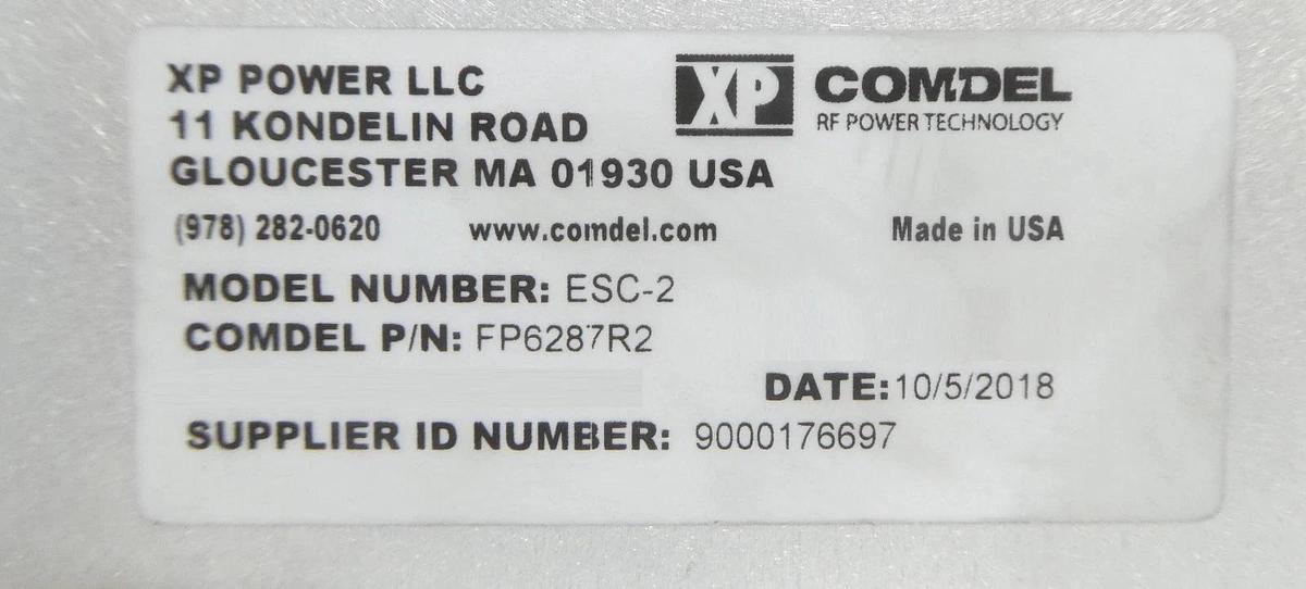 Used XP Power FP6287R2 Electrostatic Chuck Power Supply ESC-2 Comdel ESC-2/AM Surplus