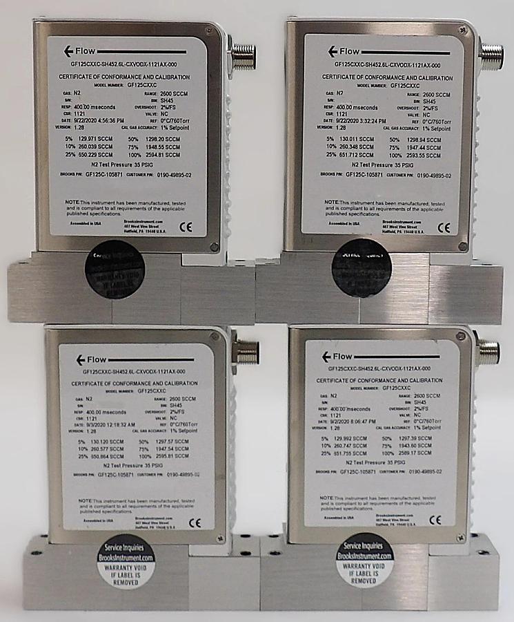 Used Brooks Instrument GF125C-105871 Mass Flow Controller MFC Lot of 4 Surplus