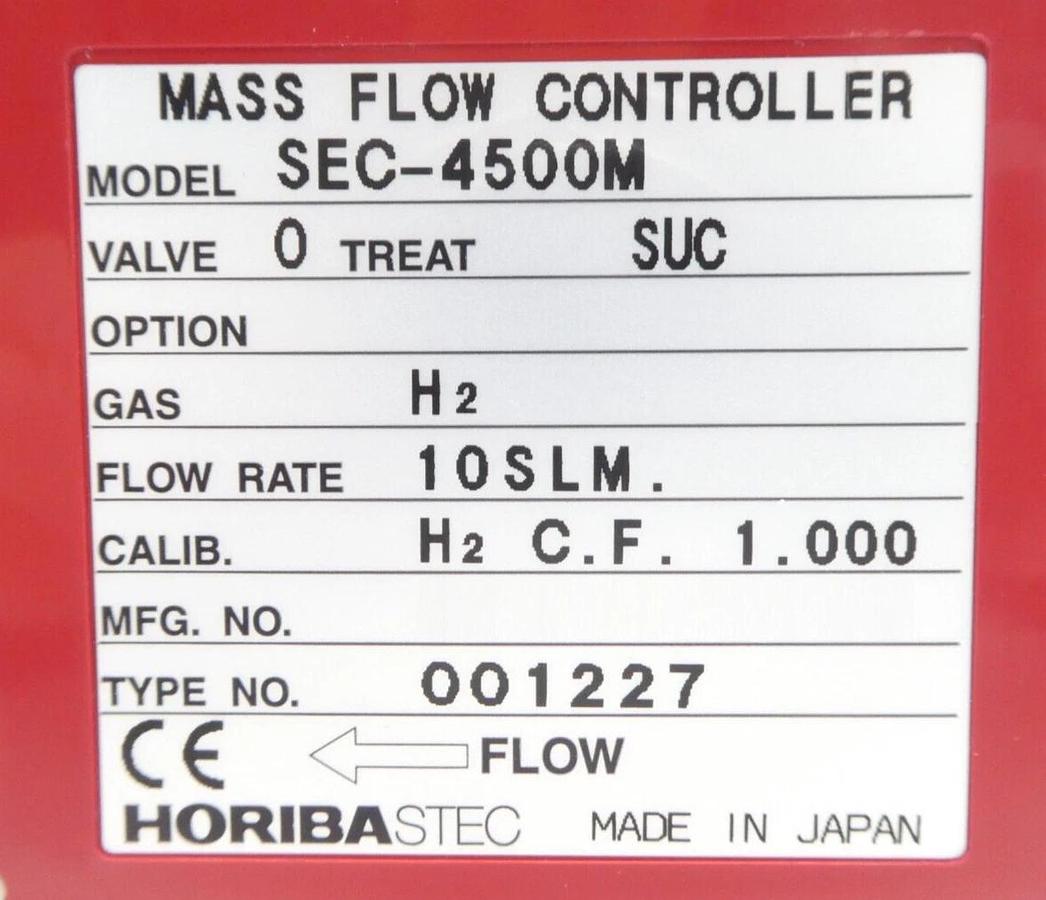Used Horiba STEC SEC-4500M Mass Flow Controller MFC 10 SLM H2 Working Surplus