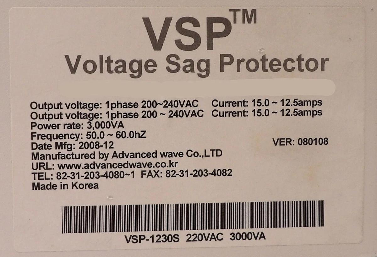 Used Advanced Wave VSP-1230S Voltage Sag Protector Untested Surplus