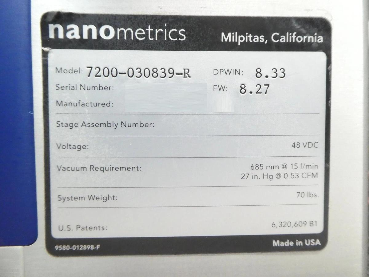 Used Nanometrics 7200-030839-R 300mm Wafer Thickness Analyzer Inspection Stage Spare