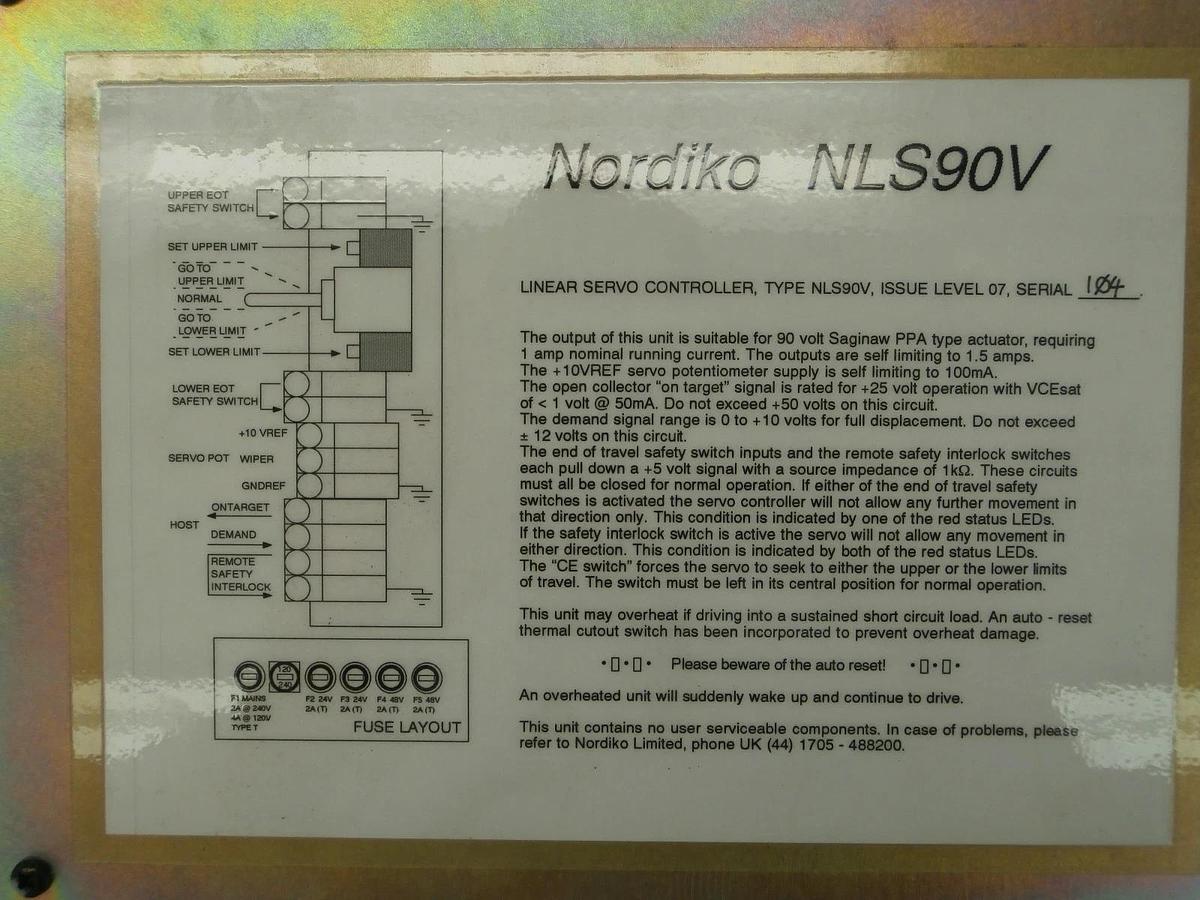 Used Nordiko NLS90V Linear Servo Controller 9550 Shield Metal Film PVD System Used