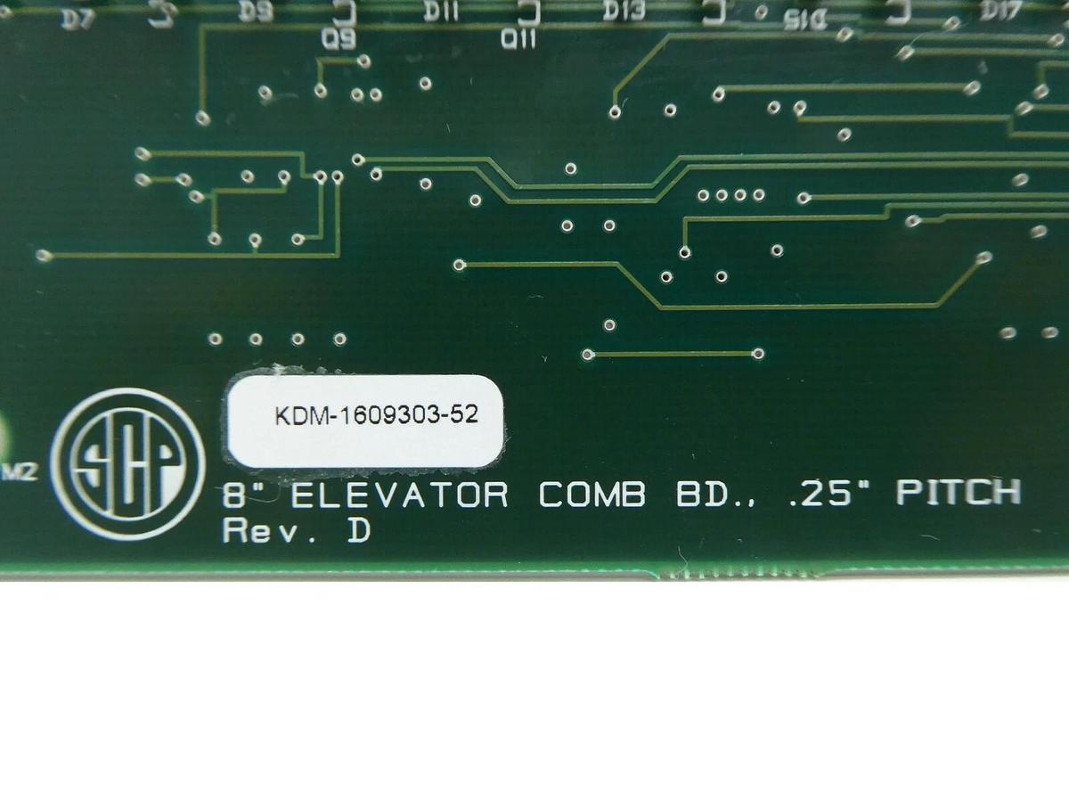Used SCP Santa Clara Plastics KDM-1609303-52 8" Elevator COMB Board .25" Pitch PCB